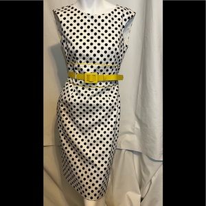 Tahari black/white polka dot cap sleeve dress sz 2